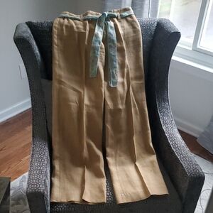 Linen Pants With Blue Silk Belt